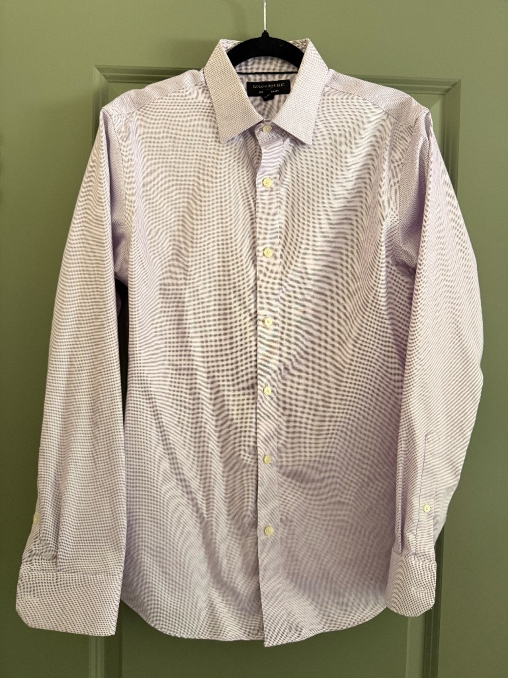Banana Republic Non-Iron Slim Fit Purple Micro Check Dress Shirt Men’s S 14-14.5